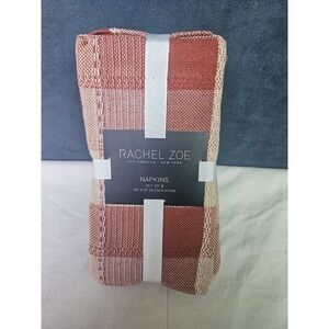 RACHEL ZOE Set of 6 Brick Red Gingham Cloth Napkins Holiday Picnic